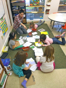 Students writing reports